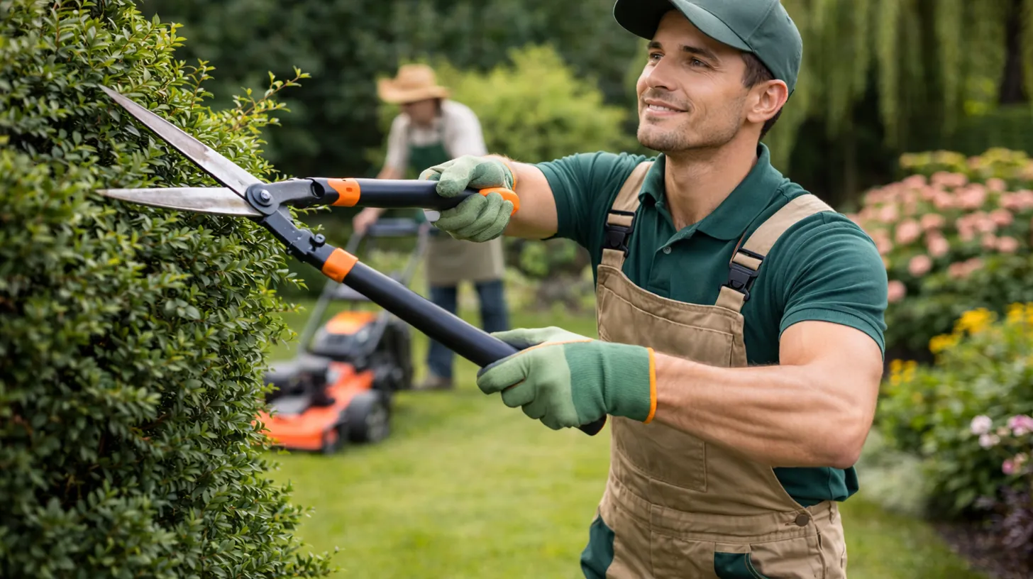 Gardener and landscaper working on an outdoor project