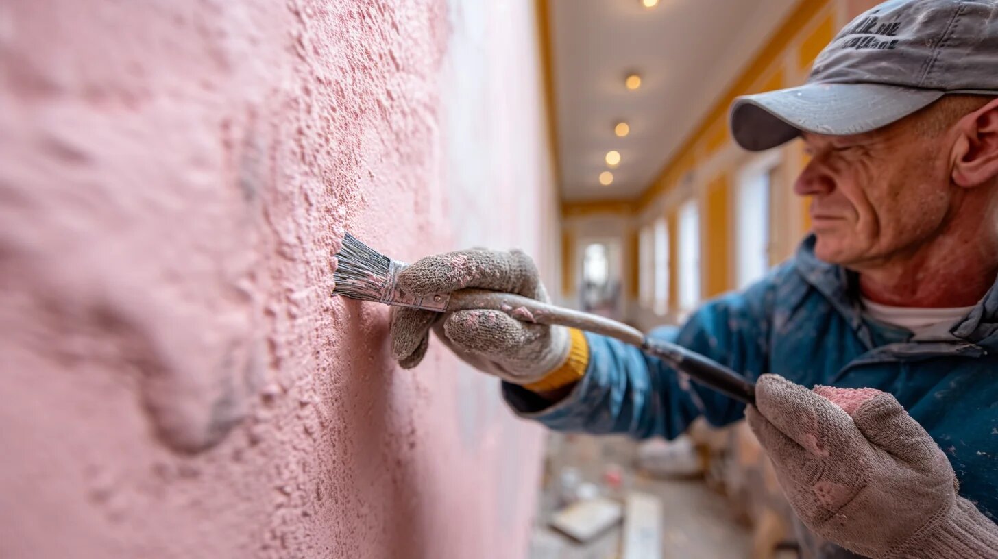 Professional painter decorating a room interior